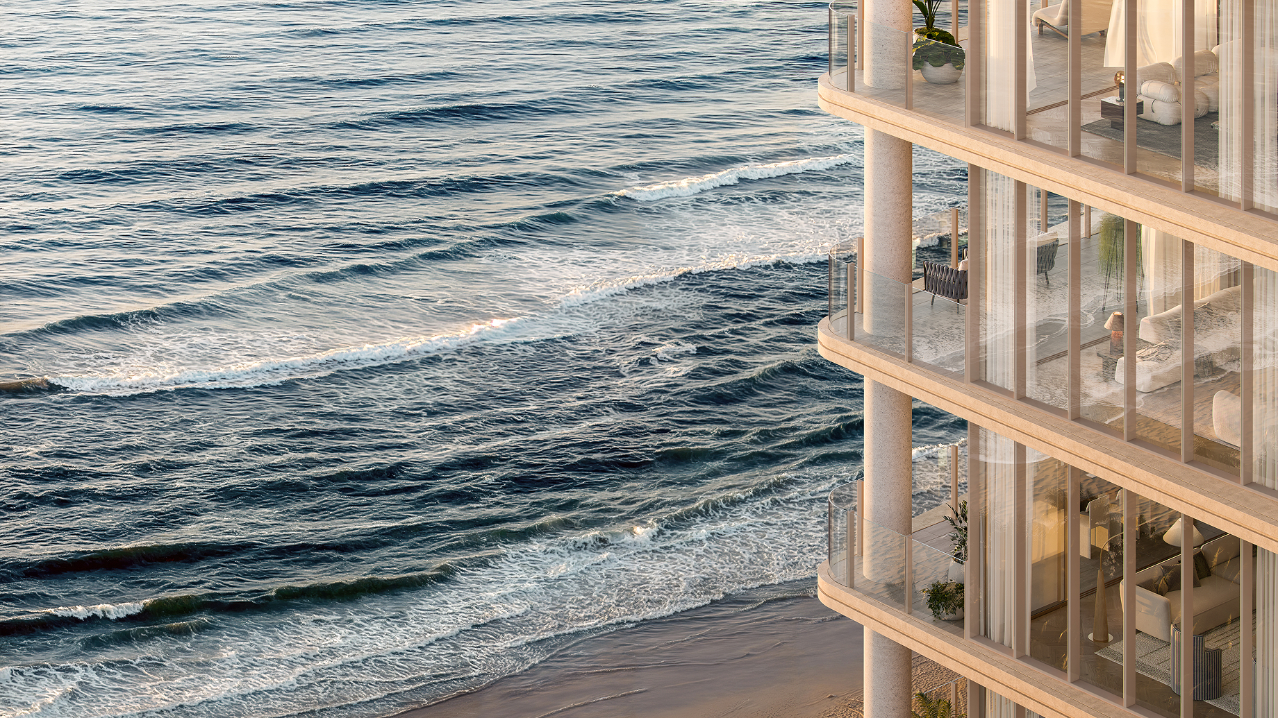 Cinematic still from place branding project created by Theola for Sandpiper Broadbeach